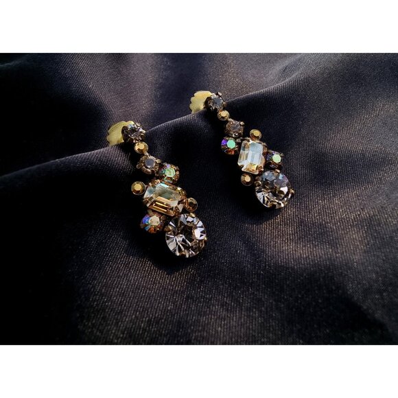 Sorrelli Jewelry - Vintage SORRELLI Dark Amber Yellow Rhinestones Bronze Toned Earrings